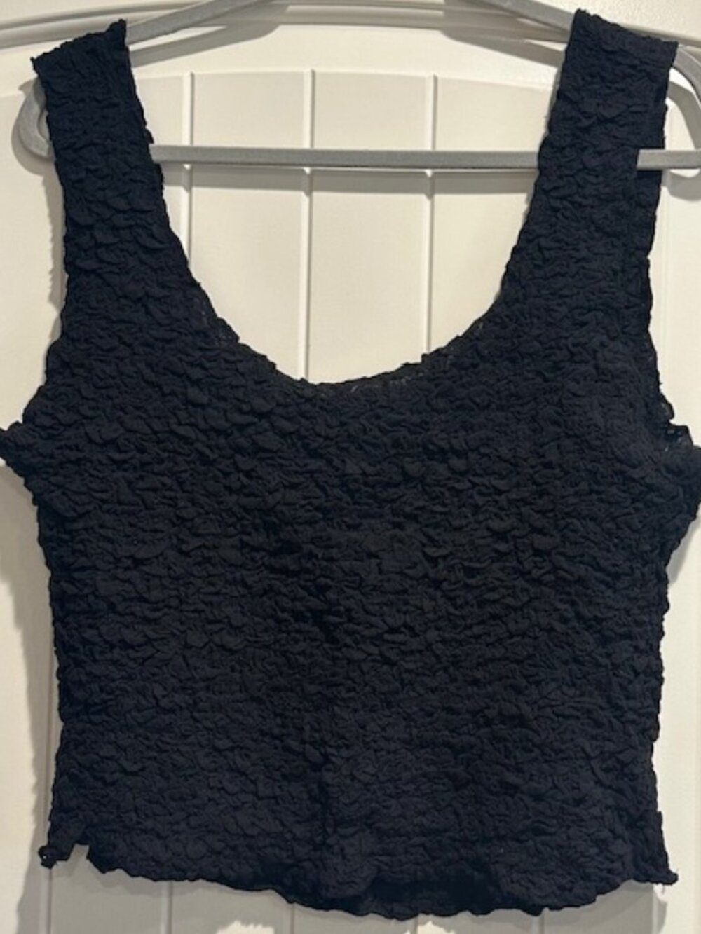 NWOT Free People Textured Scrunch Crop Top Black size- LARGE
